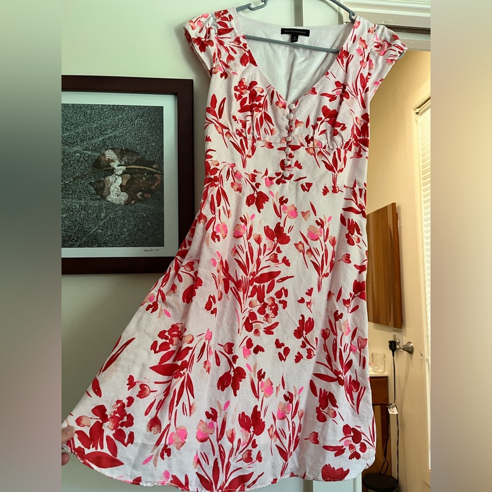 Banana Republic Red and Pink Floral mini Dress